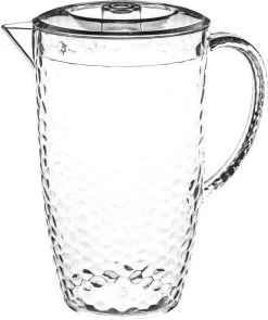 Sapkan/schenkkan Karaf Met Deksel 2 Liter Transparant - Formaat: 20,5 X 13,8 X 24 Cm - Materiaal: Kunststof