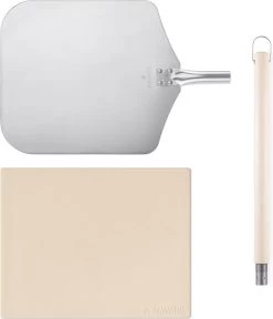 Navaris Pizzasteen XL Voor Oven En Barbecue - Rechthoekige Pizzaplaat 38 X 30 Cm - Inclusief Pizzaschep Met Extra Lang Handvat En Receptenboek -Merkloos Winkel 1028x1200