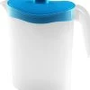Waterkan/sapkan Met Blauw Deksel 1,5 Liter 9 X 21 X 23 Cm Kunststof - Compact Formaat Schenkkan Die In De Koelkastdeur Past - Sapkannen/waterkannen/schenkkannen/limonadekannen -Merkloos Winkel 1077x1200 2