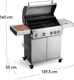 Burnhard Gas BBQ Big FRED Deluxe - 4 Branders - Incl. Keramische Infraroodbrander & Afdekhoes - Deluxe -Merkloos Winkel 1113x1200