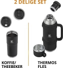 MacGyver RVS Thermoskan 1.5 Ltr – RVS Thermosbeker 0,55 Ltr - Langdurig Warm/koud - Zwart -Merkloos Winkel 1121x1200 1
