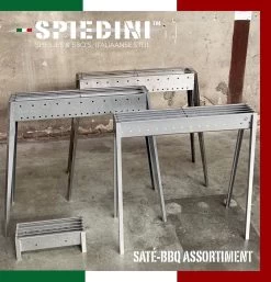 Spiedini Saté-bbq Bali 40 Mini - Kleine, Smalle Houtskoolbarbecue Met Horizontaal Rooster Voor Sate Of Andere Spiesjes - 40 Cm Lang, 11 Cm Breed, 14 Cm Hoog - Ideaal Voor Tuin- Of Open Haard, Of Balkon - Materiaal: Gealuminiseerd Ijzer -Merkloos Winkel 1153x1200