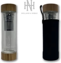 Holland & Noble - Thermo Theefles Met Zeef - 400 Ml Borosilicate Glas Dubbelwandig - Thee-infuser Met Bamboe Schroefdop Aan Beide Zijdes En Roestvrijstalen Zeef - Inclusief Neopreen Hoes -Merkloos Winkel 1154x1200 3