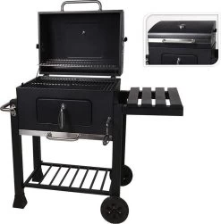 Houtskool BBQ Op Wielen + Tafel | Mat Zwart - X86000060 -Merkloos Winkel 1180x1200