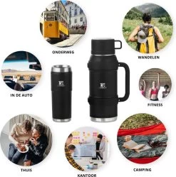 MacGyver RVS Thermoskan 1.5 Ltr – RVS Thermosbeker 0,55 Ltr - Langdurig Warm/koud - Zwart -Merkloos Winkel 1189x1200 6