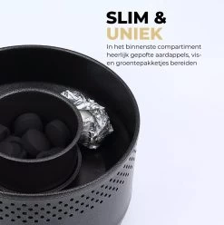 Ozocozy BBQ-ONE Houtskool Tafelbarbecue - Ø30 Cm- Zwart - Incl. Draagtas, Siliconen Bakkwast En RVS-Barbecuetang -Merkloos Winkel 1197x1200