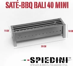 Spiedini Saté-bbq Bali 40 Mini - Kleine, Smalle Houtskoolbarbecue Met Horizontaal Rooster Voor Sate Of Andere Spiesjes - 40 Cm Lang, 11 Cm Breed, 14 Cm Hoog - Ideaal Voor Tuin- Of Open Haard, Of Balkon - Materiaal: Gealuminiseerd Ijzer -Merkloos Winkel 1200x1086