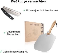 Pizzaschep – Inclusief Pizzasnijder – Opvouwbaar – Pizzaspatel – Pizza Schep – Taartschep – 30cm - Qwality -Merkloos Winkel 1200x1095