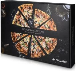 Navaris Pizzasteen XL Voor Oven En Barbecue - Rechthoekige Pizzaplaat 38 X 30 Cm - Inclusief Receptenboek - Keramisch Geglazuurd - Zwart -Merkloos Winkel 1200x1125 3