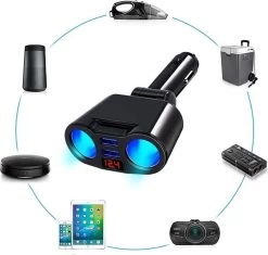 Auto Sigarettenaansteker Splitter - USB Ingang Auto - 2 Sigaretten Aansluitingen - Autolader -Merkloos Winkel 1200x1144 1