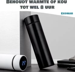 Exomar® Slimme Thermosfles Met LCD Temperatuur Display - Curver Isolatiefles 500 ML - Matte Finish - Thermosbeker - Isoleerfles - Dubbelwandige Thermosfles - Thermoskan - Travel Mug - Bidon Drinkfles - Drinkflessen - RVS - Koffiebeker - Smart Thermos -Merkloos Winkel 1200x1145 3