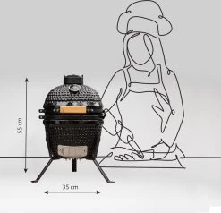 BluMill Kamado BBQ Egg - Kamado 13 Inch - Incl. Vlees Thermometer - Houtskoolbarbecues - Zwart - Ø 27cm -Merkloos Winkel 1200x1156