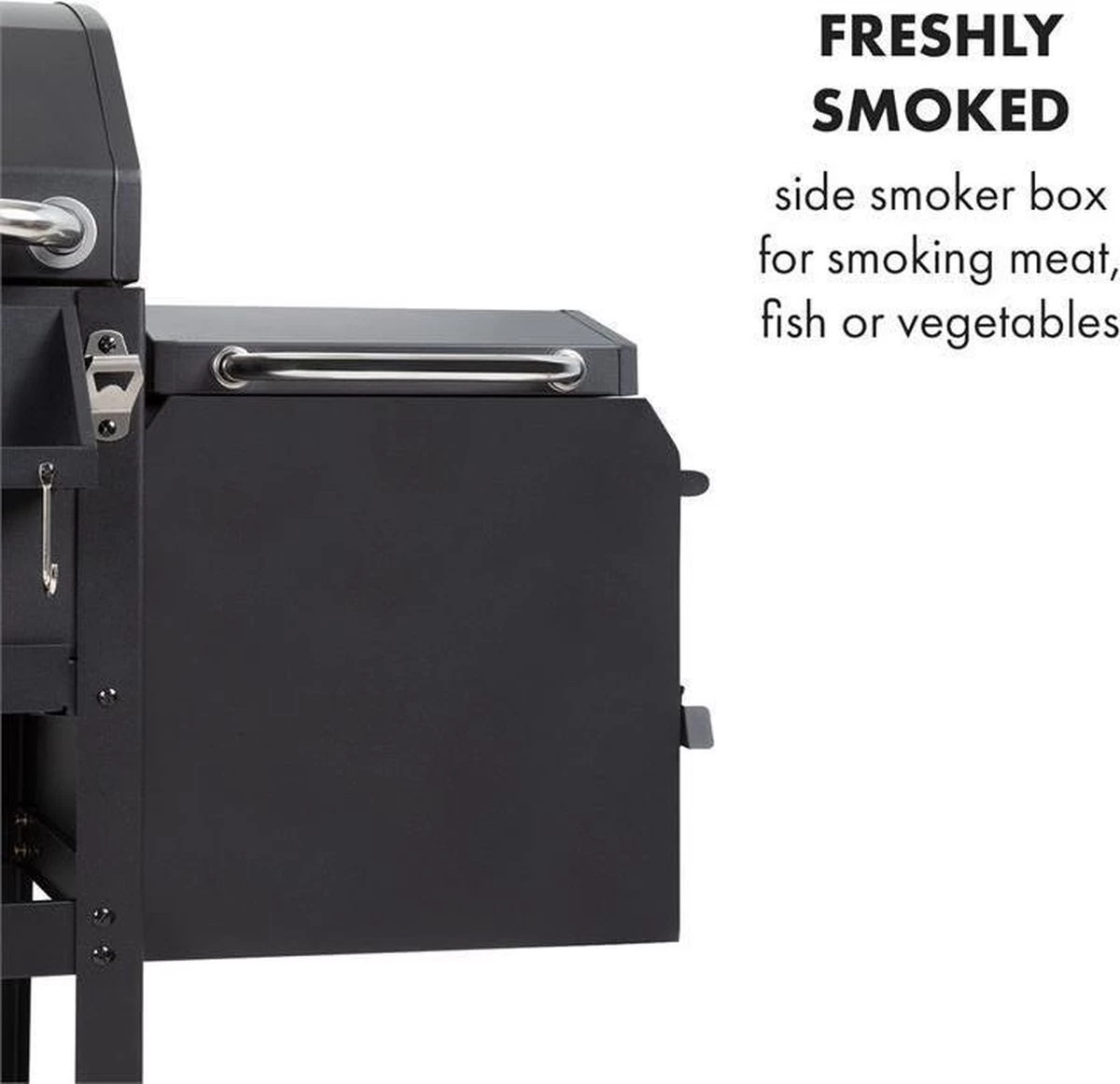 Klarstein Kingsville Double Barbecue - Houtskool- En Gasbarbecue - Smoker BBQ - Inclusief Deksels En Thermometer - Met 2 Roosters - Zwart 10 Klarstein Kingsville Double Barbecue - Houtskool- En Gasbarbecue - Smoker BBQ - Inclusief Deksels En Thermometer - Met 2 Roosters - Zwart - Afbeelding 8