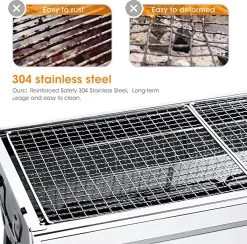 Uten - Houtskoolbarbecue - Opvouwbare Barbecue - Houtskoolbarbecues - Draagbare Camping Barbecue - 430 Roestvrij Staal Grill BBQ - 5-10 Persoon Tuin Buitenfeest - Zilver -Merkloos Winkel 1200x1184
