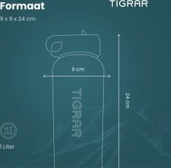 Tigrar - Waterfles - Drinkfles - Thermosfles 1 Liter Dubbelwandig - RVS - (Staal) Blauw - Incl. Extra Dop 3 Rietjes En Reiniger -Merkloos Winkel 1200x1186 3