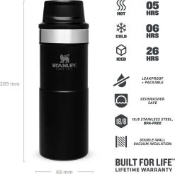Stanley Trigger-Action Travel Mug 0.35L - Thermosfles - Matt Black -Merkloos Winkel 1200x1194 2