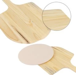 MaxxHome Pizzasteen - BBQ Steen - Maximum Te Verhitten Tot 600 Graden - ⌀33 - Incl. Houten Schep -Merkloos Winkel 1200x1195