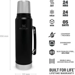 Stanley The Legendary Classic Bottle 1,00L - Thermosfles - Matte Black -Merkloos Winkel 1200x1196 3