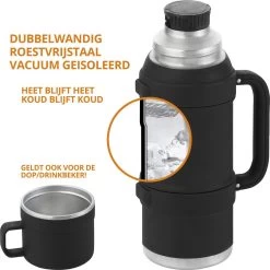 MacGyver RVS Thermoskan 1.5 Ltr – RVS Thermosbeker 0,55 Ltr - Langdurig Warm/koud - Zwart -Merkloos Winkel 1200x1198 10