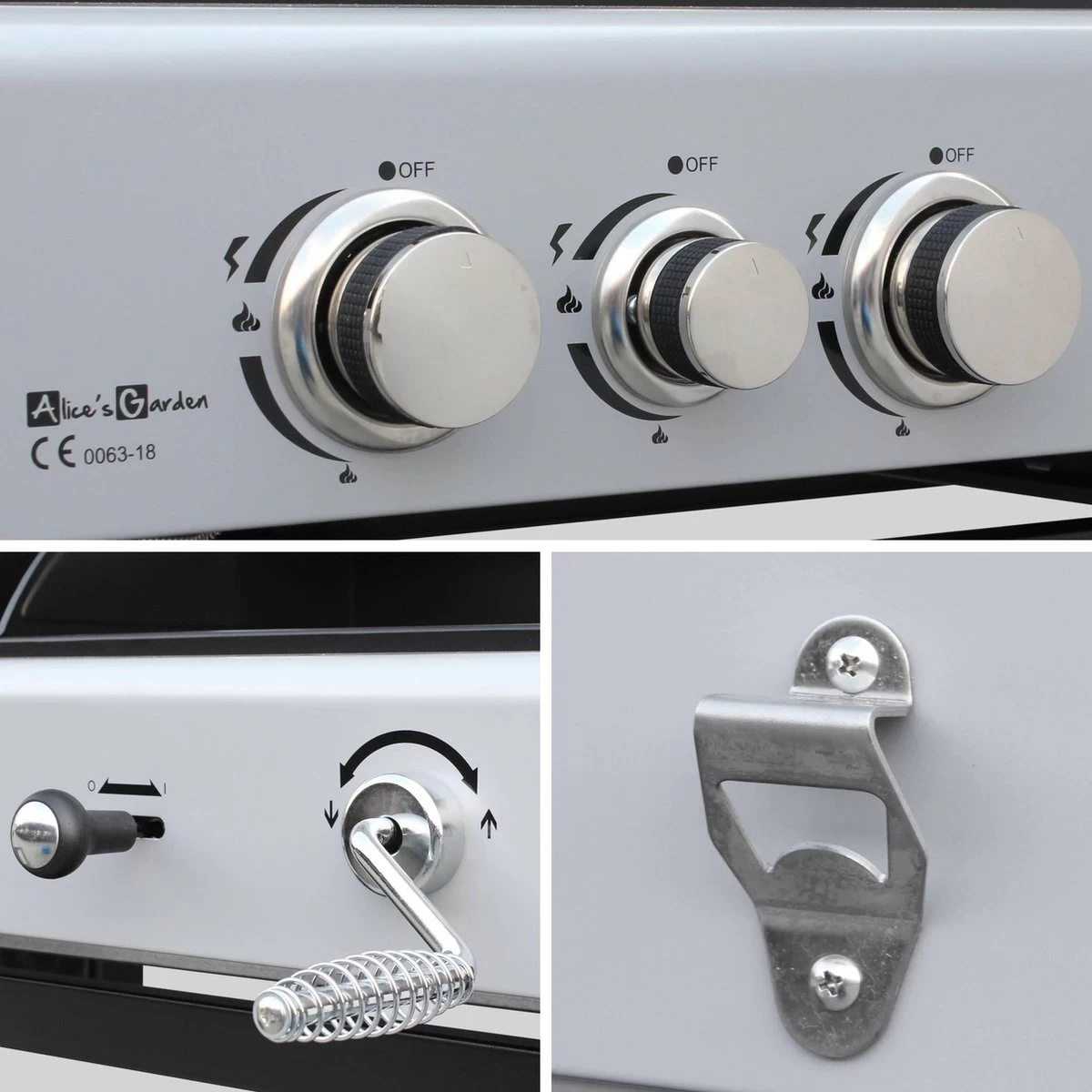 Alice's Garden Houtskool Barbecue - Grilloppervlak (LxB) 41 X 44 Cm - Gas En Houtskool - 3 Branders - Marsac Zwart 6 Alice's Garden Houtskool Barbecue - Grilloppervlak (LxB) 41 X 44 Cm - Gas En Houtskool - 3 Branders - Marsac Zwart - Afbeelding 4