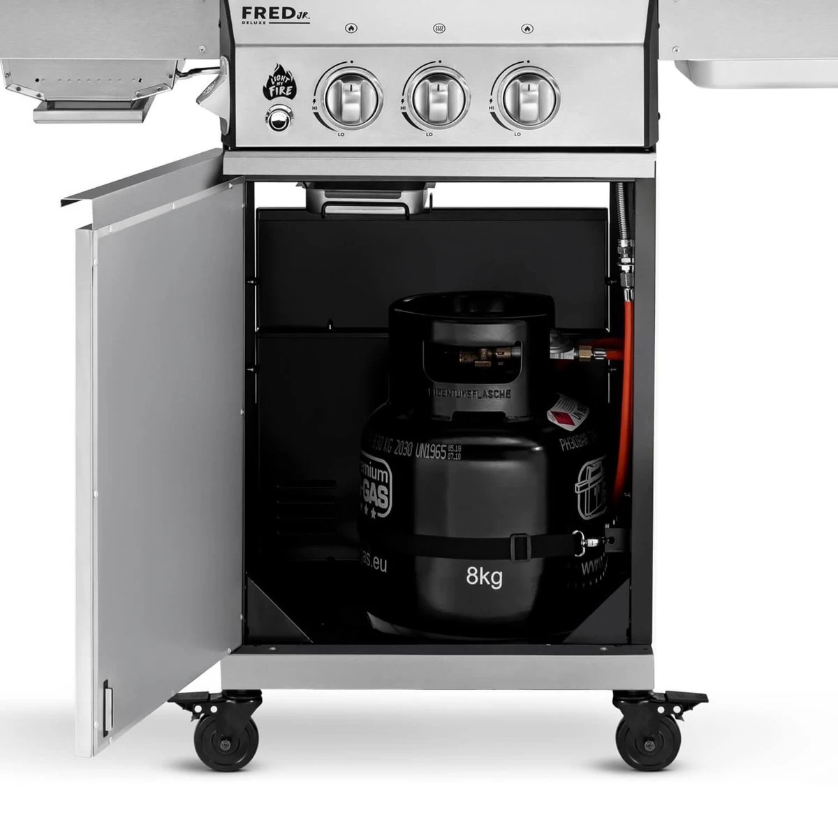 Burnhard Gas BBQ FRED JR. Deluxe - 2 Branders - Incl. Keramische Infraroodbrander & Afdekhoes - Deluxe 9 Burnhard Gas BBQ FRED JR. Deluxe - 2 Branders - Incl. Keramische Infraroodbrander & Afdekhoes - Deluxe - Afbeelding 7