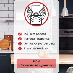 PROKING Sparerib Barbecue Rek – BBQ Accessoires – Inclusief Sparerib Recept – Anti-aanbak Lag – 35 X 19.5 X 11.5 CM -Merkloos Winkel 1200x1200 275