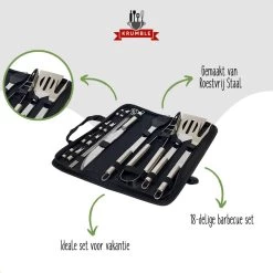 Krumble 18-delige Barbecue Set / Roestvrijstalen BBQ Set Van 18 / Inclusief Handige Opbergtas - RVS -Merkloos Winkel 1200x1200 460