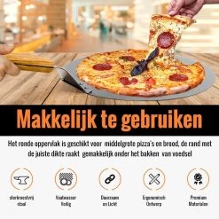 Inpro Pizzaschep RVS - Rond - Voor BBQ En Oven - Pizzaspatel - Taartschep - Houten Handvat - BBQ Gereedschap - Keukengerei - 30 Cm Diameter - Spatel -Merkloos Winkel 1200x1200 462