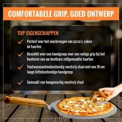 Inpro Pizzaschep RVS - Rond - Voor BBQ En Oven - Pizzaspatel - Taartschep - Houten Handvat - BBQ Gereedschap - Keukengerei - 30 Cm Diameter - Spatel -Merkloos Winkel 1200x1200 464