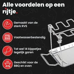 GrillX Kippenvleugelhouder - Kiphouder Voor BBQ & Oven - RVS - BBQ Accesoires -Merkloos Winkel 1200x1200 473
