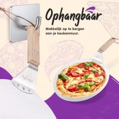 Nowad Pizzaschep RVS Rond Voor BBQ En Oven - 30,5 Cm - Pizzaspatel - Taartschep - Houten Handvat - Ophangbaar - Rond - Vaatwasbestendig - Keukenaccessoires -Merkloos Winkel 1200x1200 484