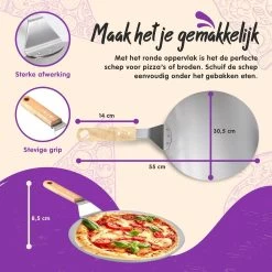 Nowad Pizzaschep RVS Rond Voor BBQ En Oven - 30,5 Cm - Pizzaspatel - Taartschep - Houten Handvat - Ophangbaar - Rond - Vaatwasbestendig - Keukenaccessoires -Merkloos Winkel 1200x1200 490
