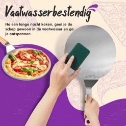 Nowad Pizzaschep RVS Rond Voor BBQ En Oven - 30,5 Cm - Pizzaspatel - Taartschep - Houten Handvat - Ophangbaar - Rond - Vaatwasbestendig - Keukenaccessoires -Merkloos Winkel 1200x1200 492
