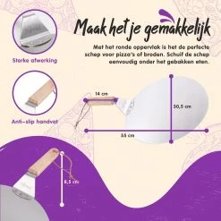 Nowad Pizzaschep RVS Rond Voor BBQ En Oven - 30,5 Cm - Pizzaspatel - Taartschep - Houten Handvat - Ophangbaar - Rond - Vaatwasbestendig - Keukenaccessoires -Merkloos Winkel 1200x1200 494