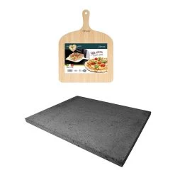 ETNA Pizza Set - Grote Pizzasteen & GRATIS Pizzaschep - 30 Cm X 38 Cm - Echt Italiaanse Pizzasteen - Broodbaksteen - BBQ Pizzasteen - Gemaakt Van Lavasteen Uit De Etna - Non-stick - Eppicotispai -Merkloos Winkel 1200x1200 583