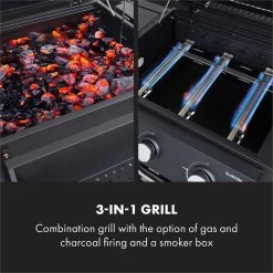 Klarstein Kingsville Double Barbecue - Houtskool- En Gasbarbecue - Smoker BBQ - Inclusief Deksels En Thermometer - Met 2 Roosters - Zwart 18 Klarstein Kingsville Double Barbecue - Houtskool- En Gasbarbecue - Smoker BBQ - Inclusief Deksels En Thermometer - Met 2 Roosters - Zwart -Merkloos Winkel 1200x1200 71