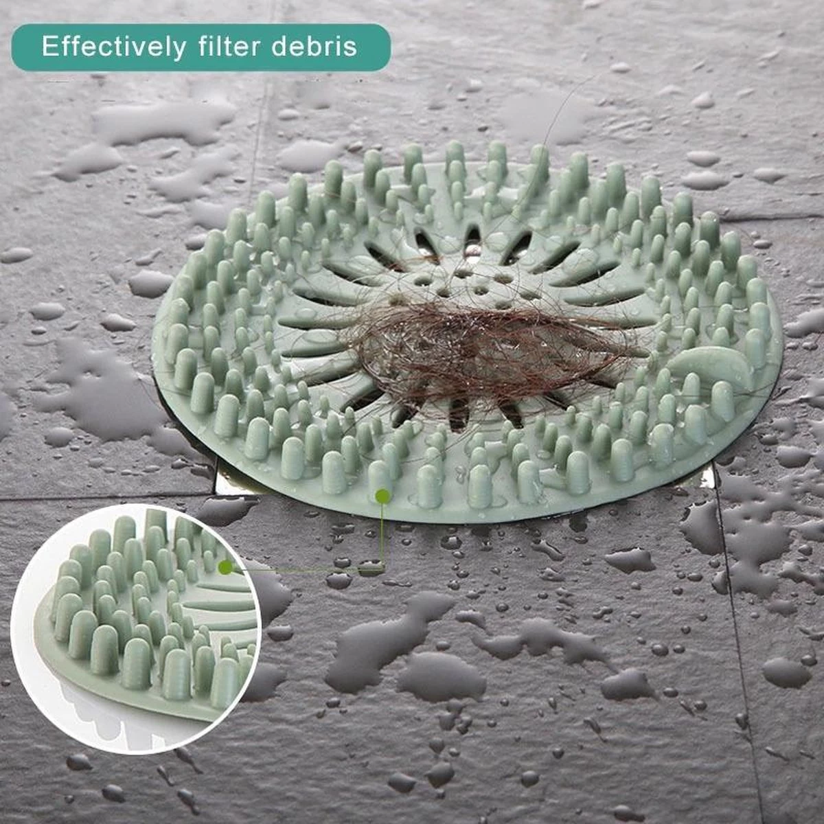 WiseGoods - Haarstopper - Haarvanger - Douche Zeef - Douche Filter - Haarfilter - Douche Afvoer - Siliconen - Blauw 6 WiseGoods - Haarstopper - Haarvanger - Douche Zeef - Douche Filter - Haarfilter - Douche Afvoer - Siliconen - Blauw - Afbeelding 4