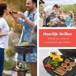 KitchenBrothers Elektrische BBQ - Met Grillplaat - Anti-aanbaklaag - Incl. Plank/Houders - Grilloppervlak 46,5x33,8cm - Tot 300°C - 2400W - Zwart -Merkloos Winkel 1200x1200 81