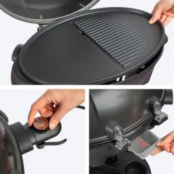 KitchenBrothers Elektrische BBQ - Met Grillplaat - Anti-aanbaklaag - Incl. Plank/Houders - Grilloppervlak 46,5x33,8cm - Tot 300°C - 2400W - Zwart -Merkloos Winkel 1200x1200 82