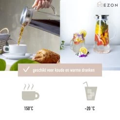 MÊZON® Schenkkan - Glazen Waterkan - Waterkaraf Voor Fruitwater - Multifunctionele Decanteer Karaf - Kan Met Deksel - 1.5L Capaciteit -Merkloos Winkel 1200x1200 820