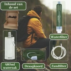 Waterfilter Survival Steddy Pro - Zuiver Gratis Drinkwater - Waterfles Waterzuivering - Waterfilter Kraan - Outdoor - FILTER 4000 LITER! -Merkloos Winkel 1200x1200 850