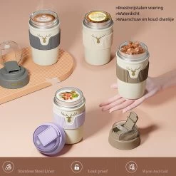 Floraweg Cup - Drinkbeker To GO- Lekvrij Dubbelwandig ,RVS 316, Thermosbeker Koffiebeker- Koffie En Thee - 400ml Zwart -Merkloos Winkel 1200x1200 900