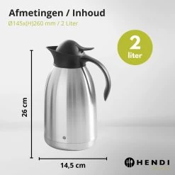 Hendi Thermoskan 2 Liter - Isoleerkan Met Drukknop - Zwart - Ø14,5x(H)26cm -Merkloos Winkel 1200x1200 940