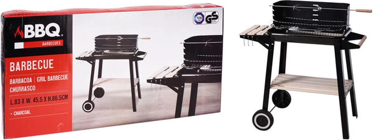 Verrijdbare Barbecue – Houtskool/Briketten - Verstelbare Grillplaat – Houten Tafel – Winscherm – Gewicht 5.9kg 13 Verrijdbare Barbecue – Houtskool/Briketten - Verstelbare Grillplaat – Houten Tafel – Winscherm – Gewicht 5.9kg - Afbeelding 11