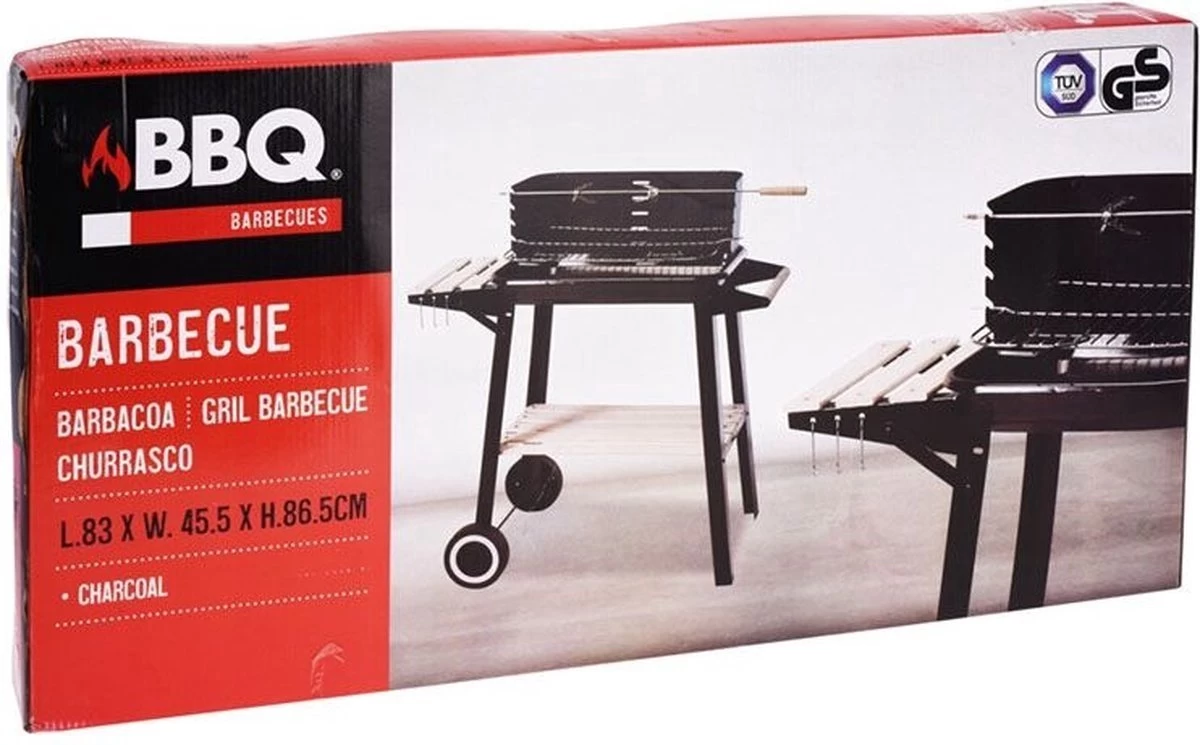 Verrijdbare Barbecue – Houtskool/Briketten - Verstelbare Grillplaat – Houten Tafel – Winscherm – Gewicht 5.9kg 4 Verrijdbare Barbecue – Houtskool/Briketten - Verstelbare Grillplaat – Houten Tafel – Winscherm – Gewicht 5.9kg - Afbeelding 2