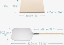 Navaris Pizzasteen XL Voor Oven En Barbecue - Rechthoekige Pizzaplaat 38 X 30 Cm - Inclusief Pizzaschep Met Extra Lang Handvat En Receptenboek -Merkloos Winkel 1200x834 1