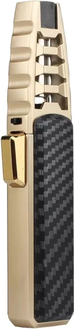 Merkloos Turbo Jetflame Aansteker - Gasbrander - Vuurwerk Torch - Crème Brûlée Brander - BBQ En Sigaren Aansteker - Windproof - Carbon Met Goudkleurige Metalen Behuizing -Merkloos Winkel 272x1200