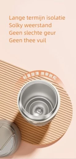 Floraweg Cup - Drinkbeker To GO- Lekvrij Dubbelwandig ,RVS 316, Thermosbeker Koffiebeker- Koffie En Thee - 400ml Zwart -Merkloos Winkel 576x1200