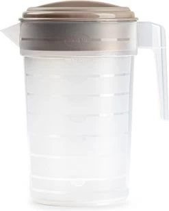 Waterkan - Sapkan - Transparant - Taupe Met Deksel - 2 Liter - Kunstof - Smalle Schenkkan